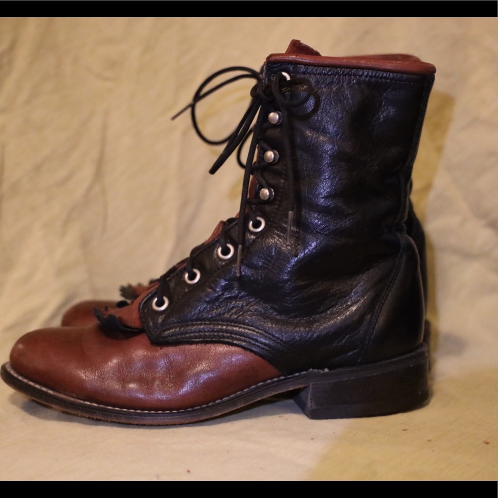 Vintage Laredo Leather Lace Up Boots